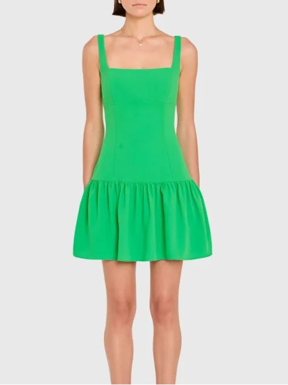 NWT Amanda Uprichard Apple Green Drop Waist Square Neck Mini Dress Sz M 🧡🍄